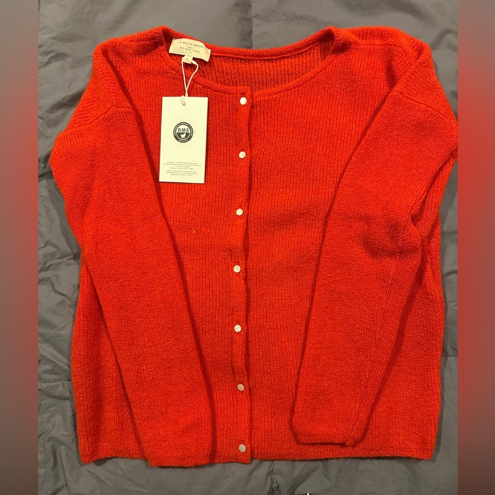 Sezane Red Cardigan Sweater